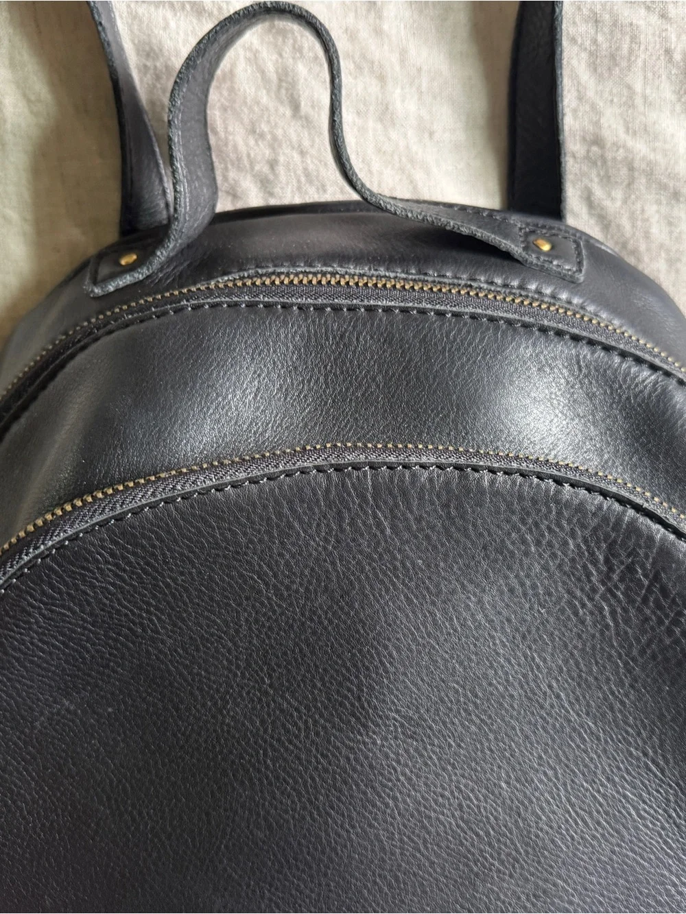 Margot Kimmie Black Pebbled Leather Backpack Gold Hardware